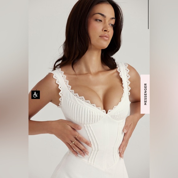 House Of CB White Tilly Pin Tuck Mini Dress feminine sexy girly fairy soft girl - Picture 5 of 16